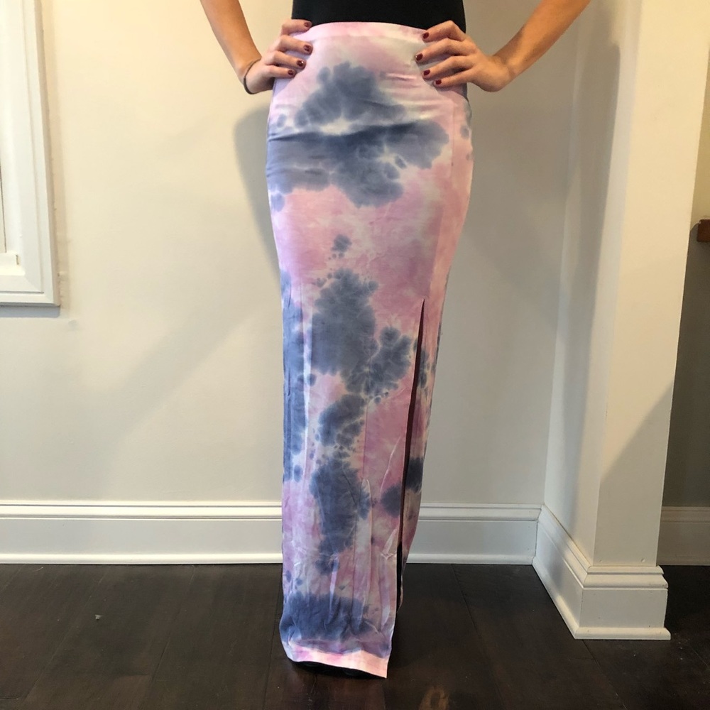 ASOS tie dye maxi skirt with side slit 0